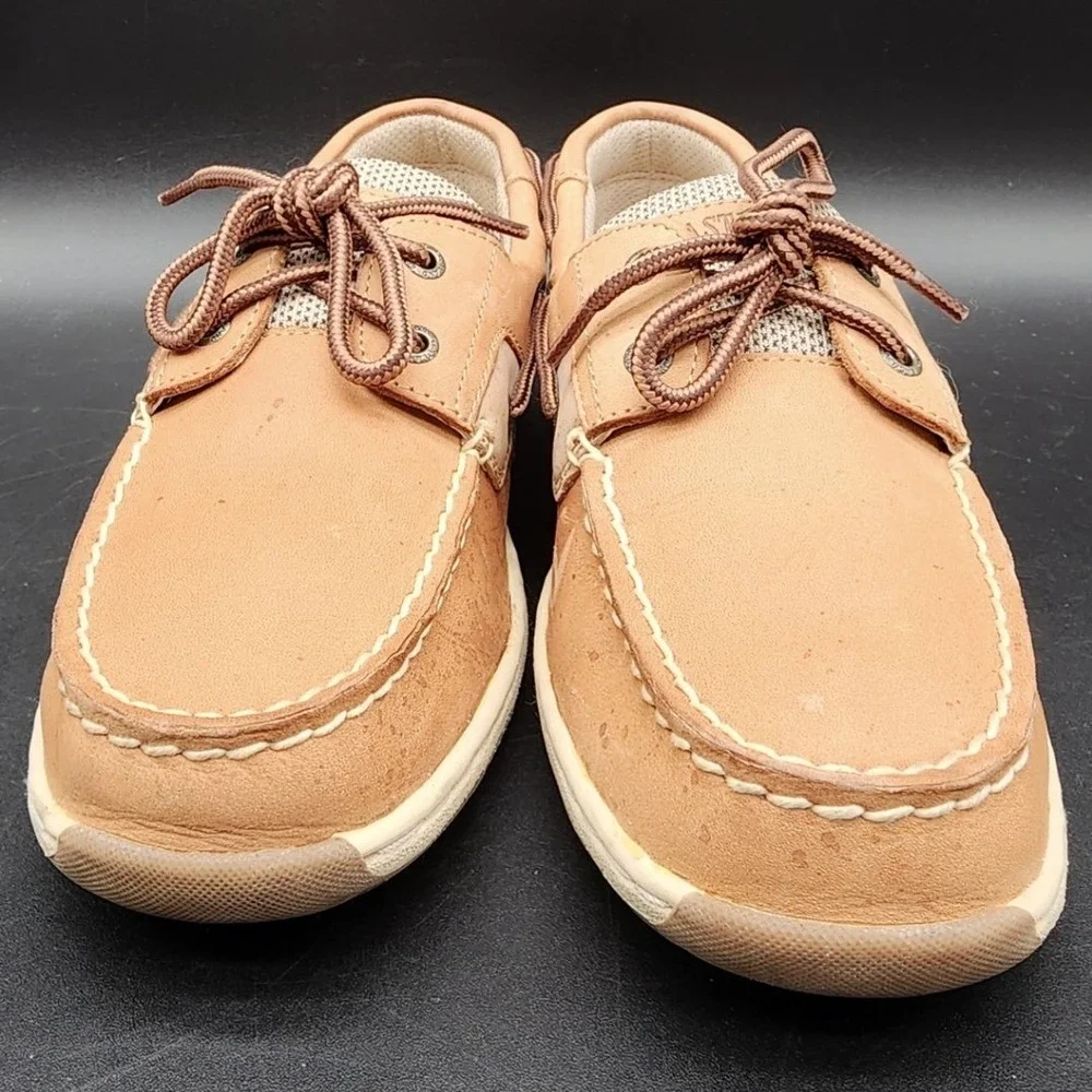 Eastland 7.5M Tan Leather Solstice Boat Shoes Mesh Loafers Preppy Nautical Shoe